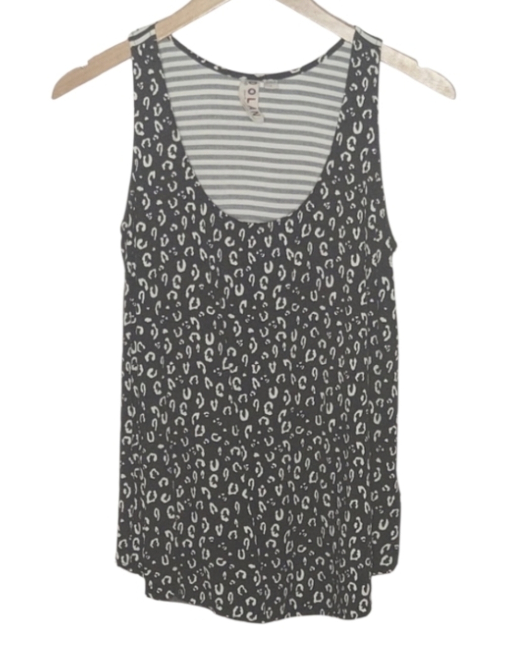 Dolan Animal Print Striped Tank Top
